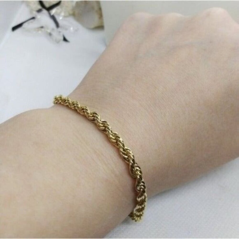 Plus sized 14kt Italy stamped gold Bonded‎ bracelet unisex 10.5 (NOT SOLID GOLD
